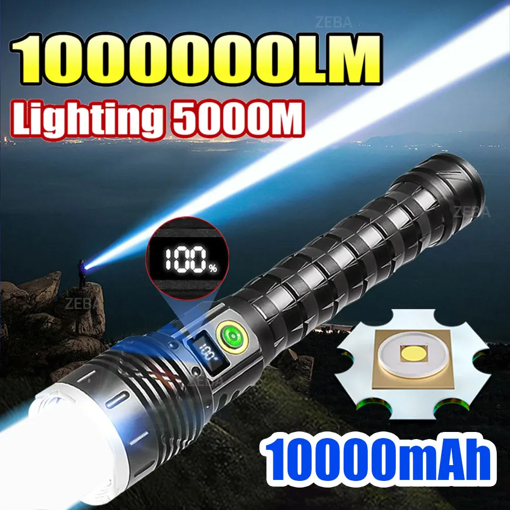 

2025 Most Powerful Flashlight Super Bright Rechargeable Led Torch 10000000LM Long RangeTactical Flashlights Zoom Camping Lantren