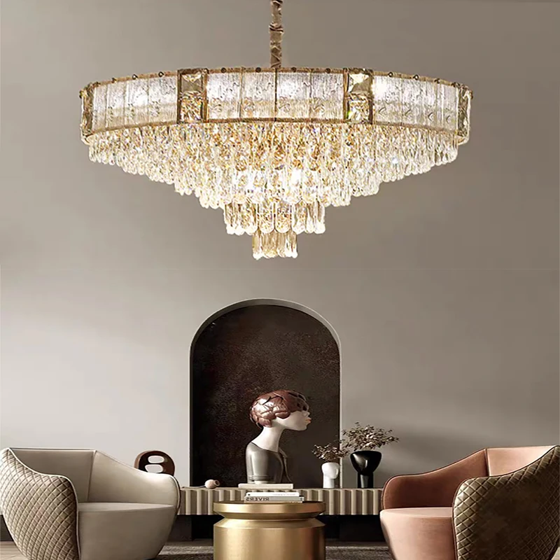 LED Golden Silver Ceiling Chandeliers for Living Room 2024 High-end Crystal Hanging Lamps for Ceiling Luxury Home Decor Lighting