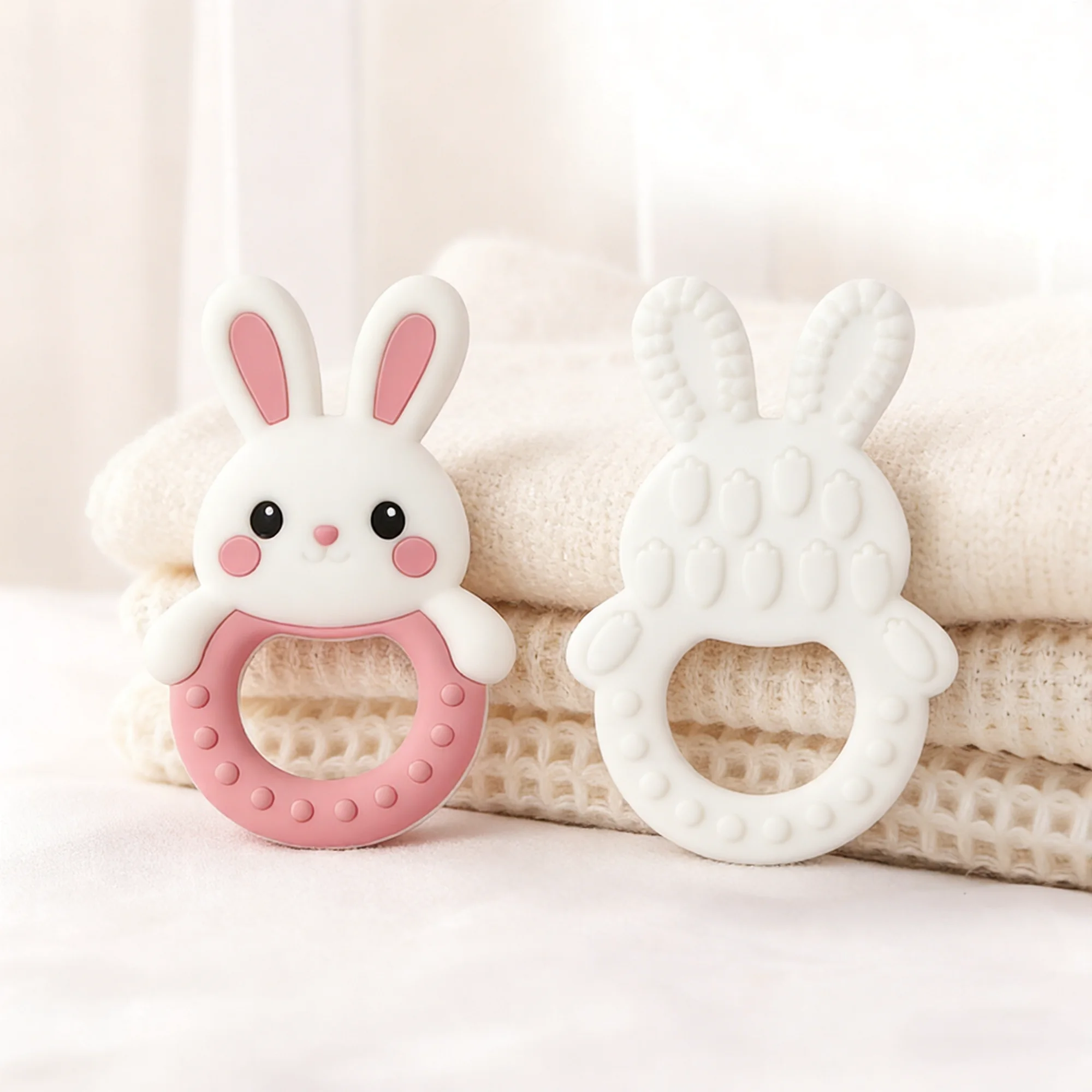 1Pcs Baby Teether Silicone Toy Pacifier Chain Making Cartoon Rabbit Nursing Teething Gifts Molar Chewing Newborn Accessories Toy view 4
