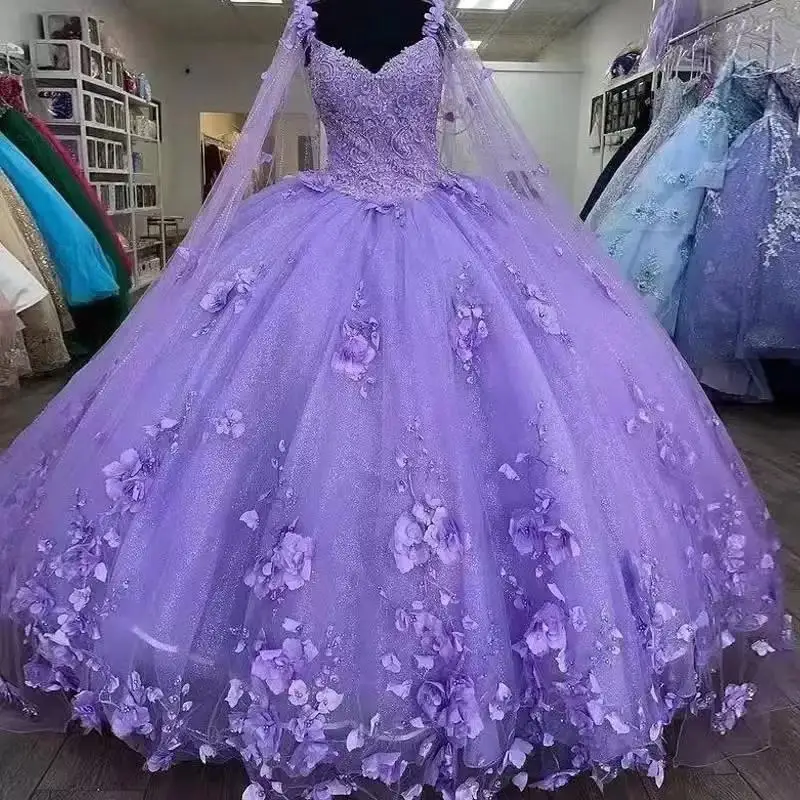 

15-летние платья Quinceanera, роскошное фиолетовое платье принцессы со шлейфом и цветным песком, мечтательное платье в сказочном стиле для фотосессии, ужин