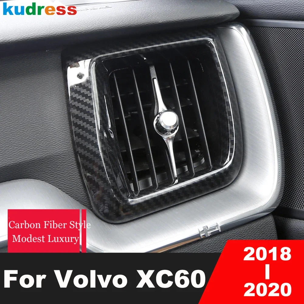 

For Volvo XC60 XC 60 2018 2019 2020 Carbon Fiber Car Front Side Air Condition Vent Outlet Cover Trim Interior Accessories