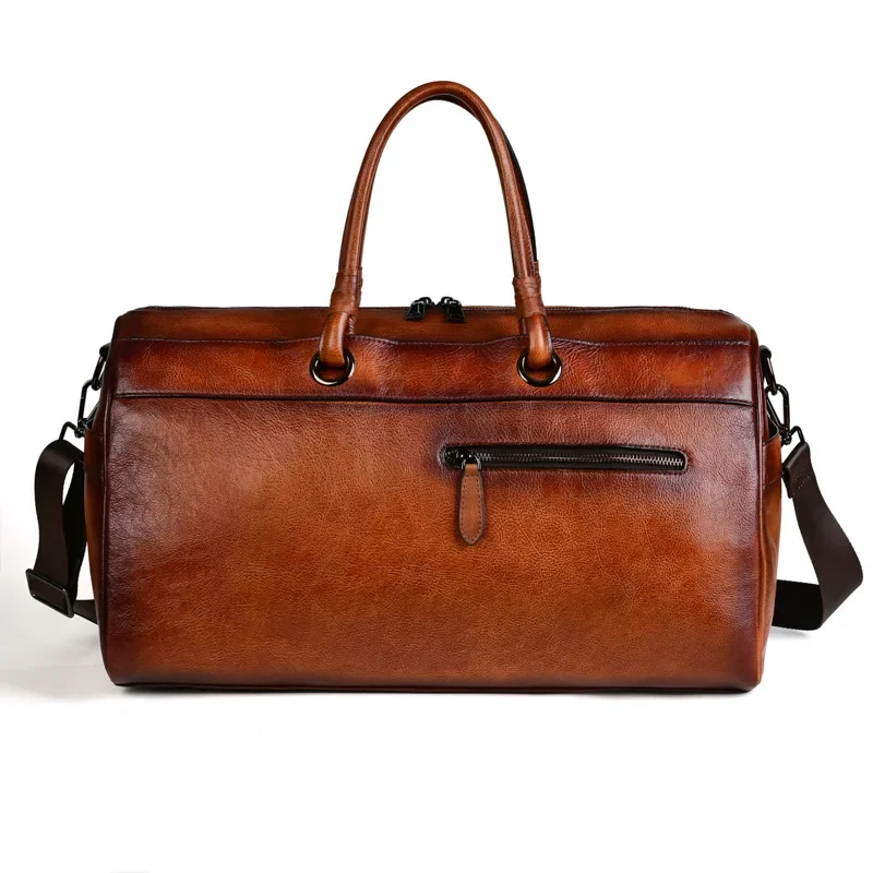 Unisex Leather Shoulder Crossbody Bag Large Capacity Zipper Fashion Letter Men's and Women's Travel Bag
