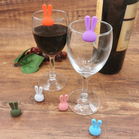 6 Pcs High Quality Cartoon 3D Rabbit Ears Wine Glass Marker Glass Goblet Recognizer Red Wine Champagne Glass Differentiator