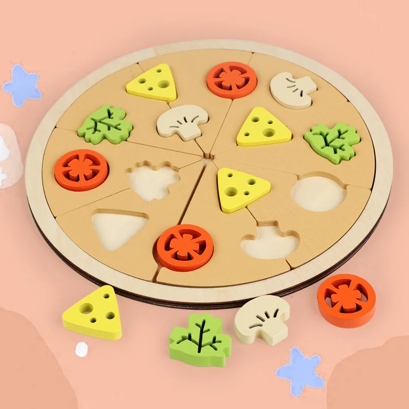 Wooden Pretend Play Toy Simulation Pizza Children Play House Cutting Toys Educational Kitchen Food Play Game for Kids Party