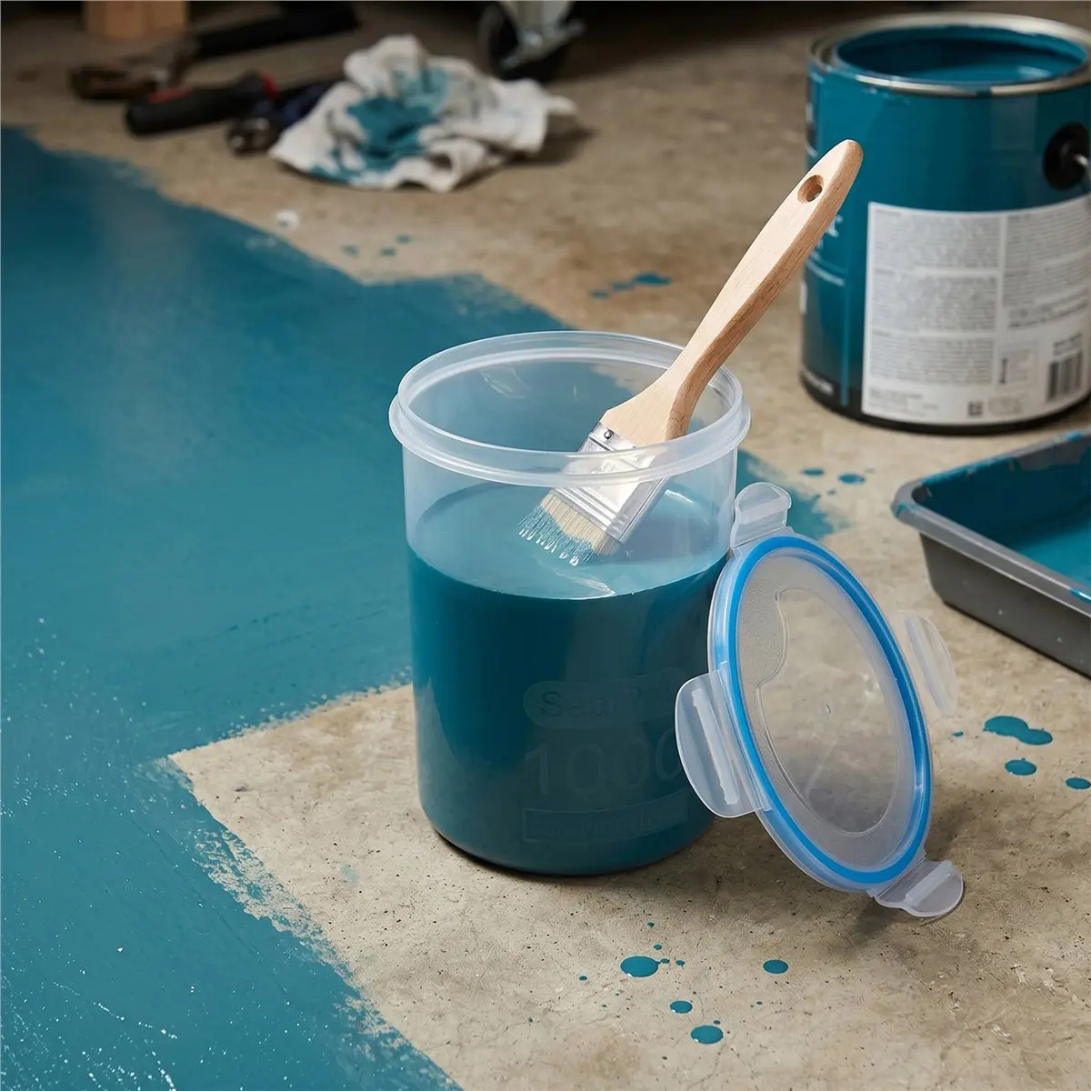 A58Z 8 Sets Paint Container with Stainless Steel Mixing Ball Touch Up Paint Storage Cups for Repainting Leftover Paint,1000Ml
