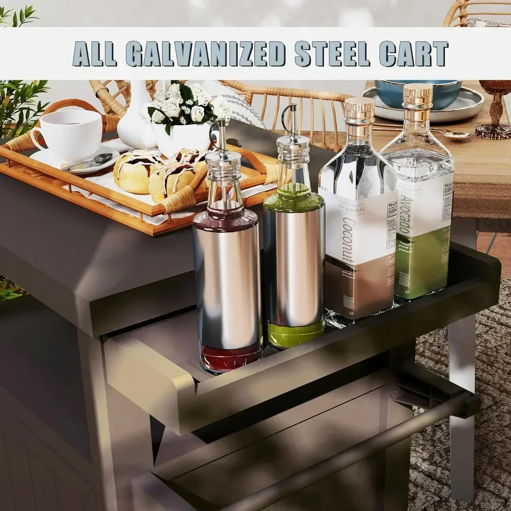 

Hot salesPortable Outdoor Metal BBQ Cart with Wheels and Storage Cabinet for Patio and Deck Use
