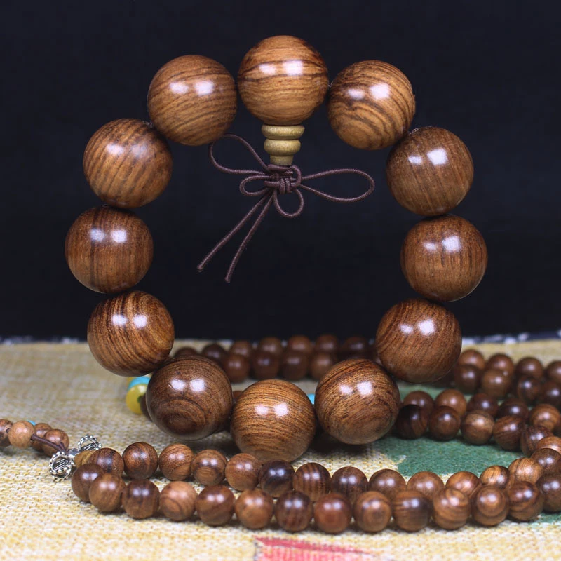 

Black Rosewood Buddhist Bead Bracelet, Unisex Wooden Prayer Beads