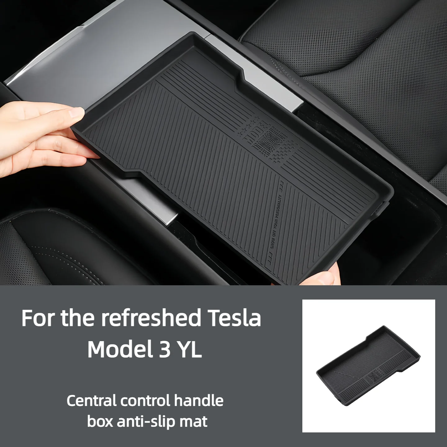 For the Refreshed Tesla Model 3 YL Center Console Armrest Storage Compartment Silicone Non-slip Mat Accessory