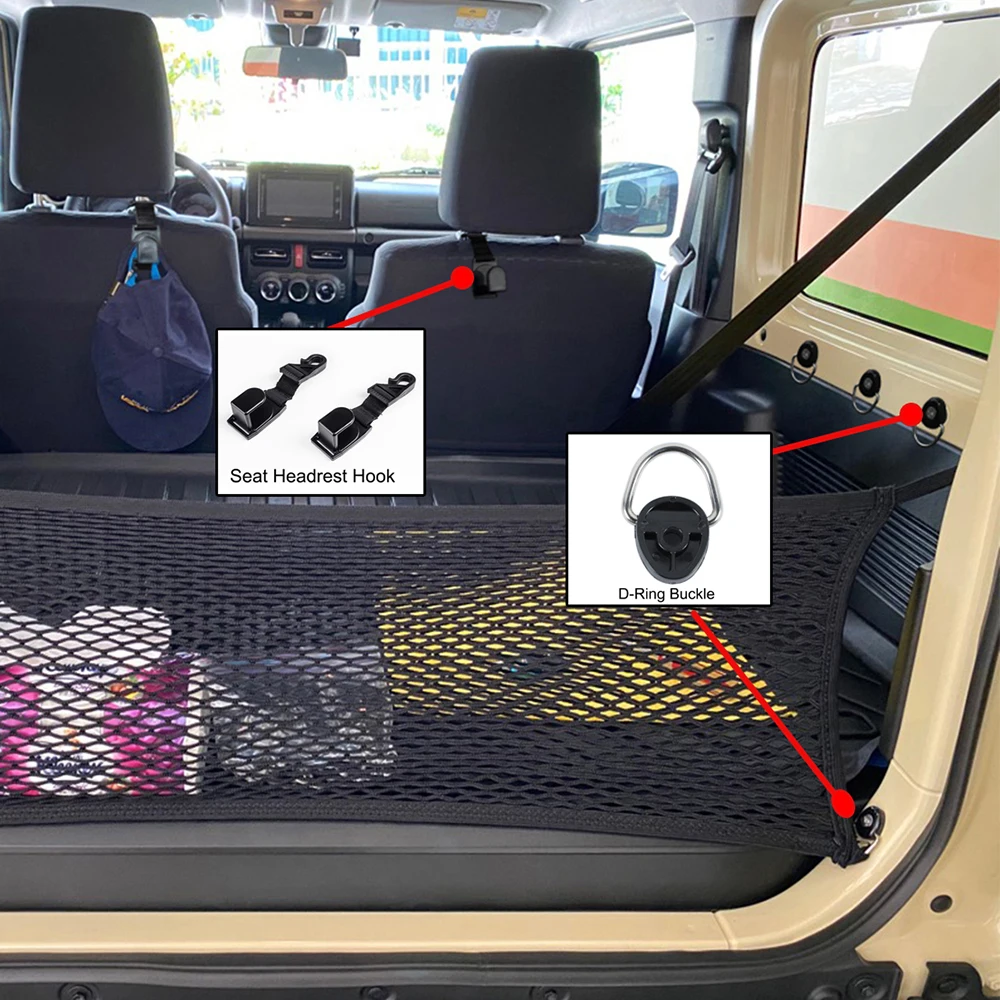 Car Tie-Down Anchors D-Ring Buckle Seat Headrest Hook Backseat Hanger for Suzuki Jimny JB64 JB74 2019-2026 Interior Accessories