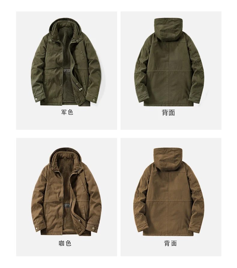 Middle Elderly Mens Pure Cotton Multi Pocket Workwear Jacket Mid Length Loose Windbreaker Spring Autumn Outdoor Windproof Daily