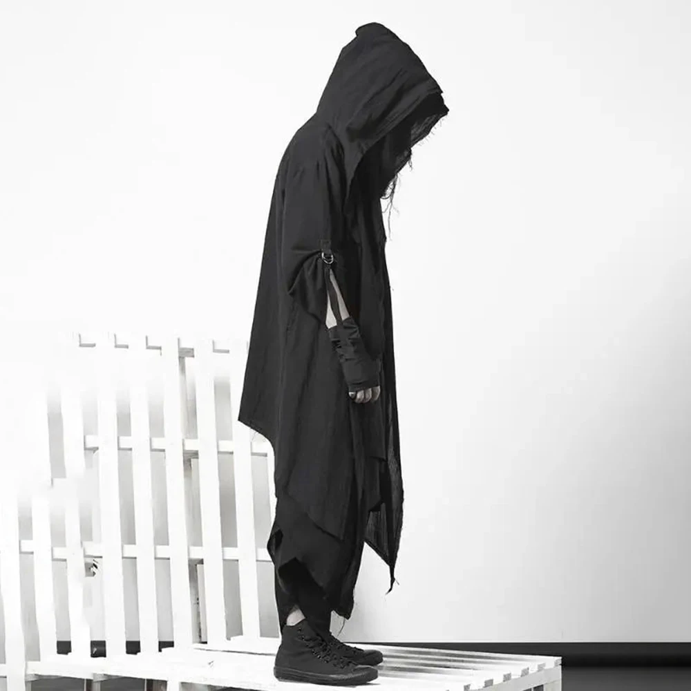 XS-5XL Mens Spring Cloak Dark Y2k Thin Double-Layer Cape Streetwear Fashion Dj Nightclub Stage Youth Top Men'S Wear 2026 New