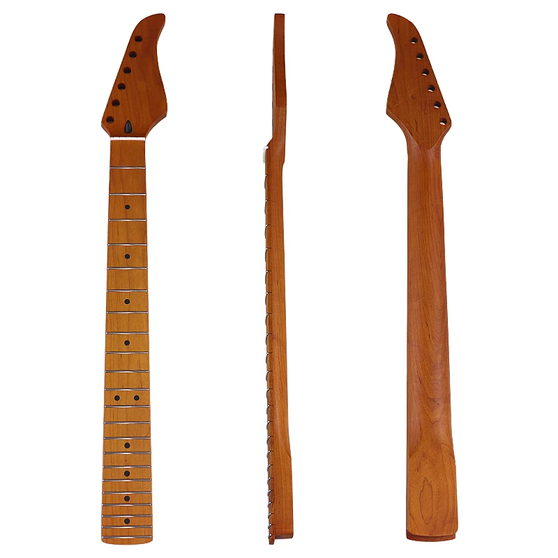 Round Frets Electric Guitar Neck 6 String Roasted Canada Maple 22 Frets 5.6CM Width Natural Color Good Handicraft