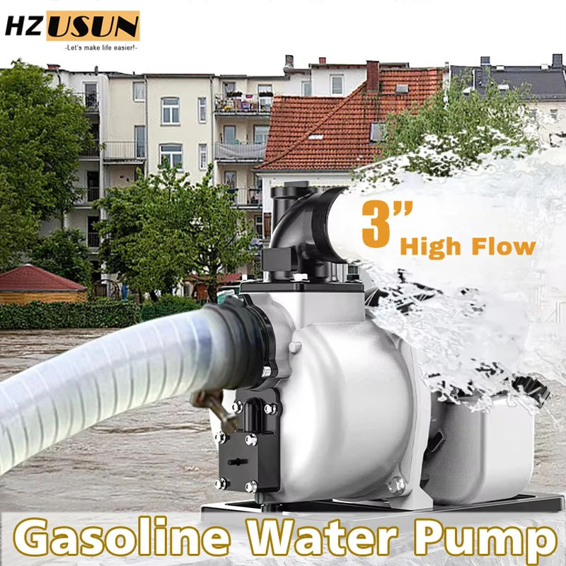 

HZUSUN газовый насос высокого давления для перекачки воды для сельскохозяйственного орошения 4-тактный водяной насос с воздушным охлаждением, двигатель бензина