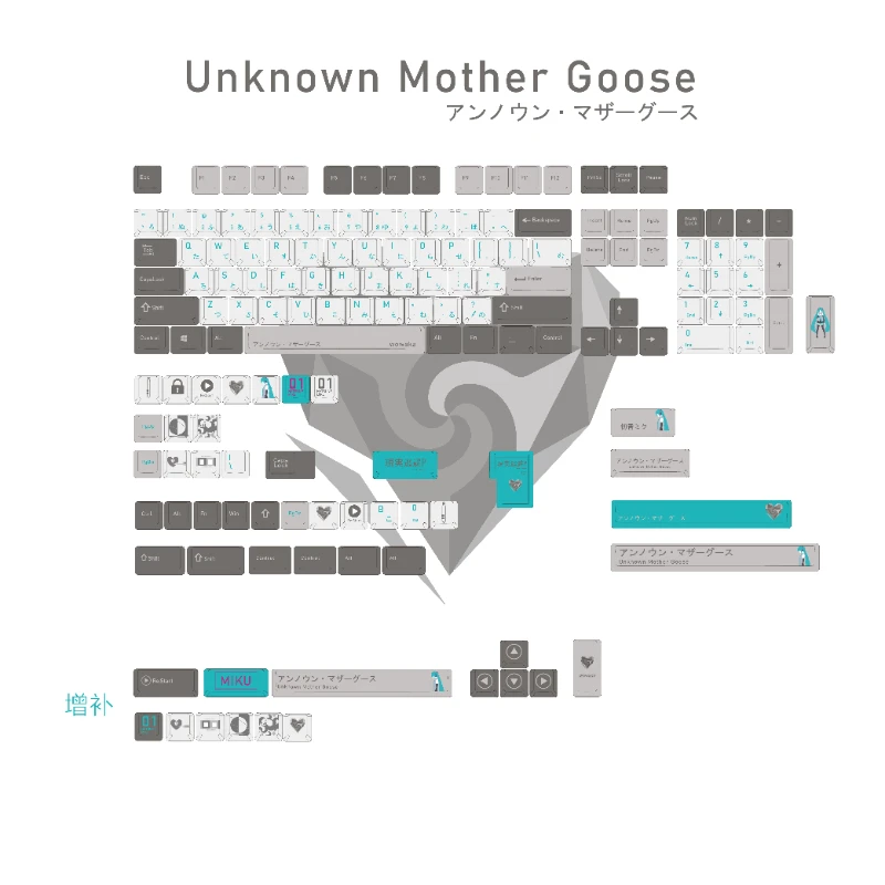 Miku Keycaps Wowaka Japanese Radical Key Caps Unknown Mother Goose Theme Key Cap Custom Simple for Gaming mechanical keyboard