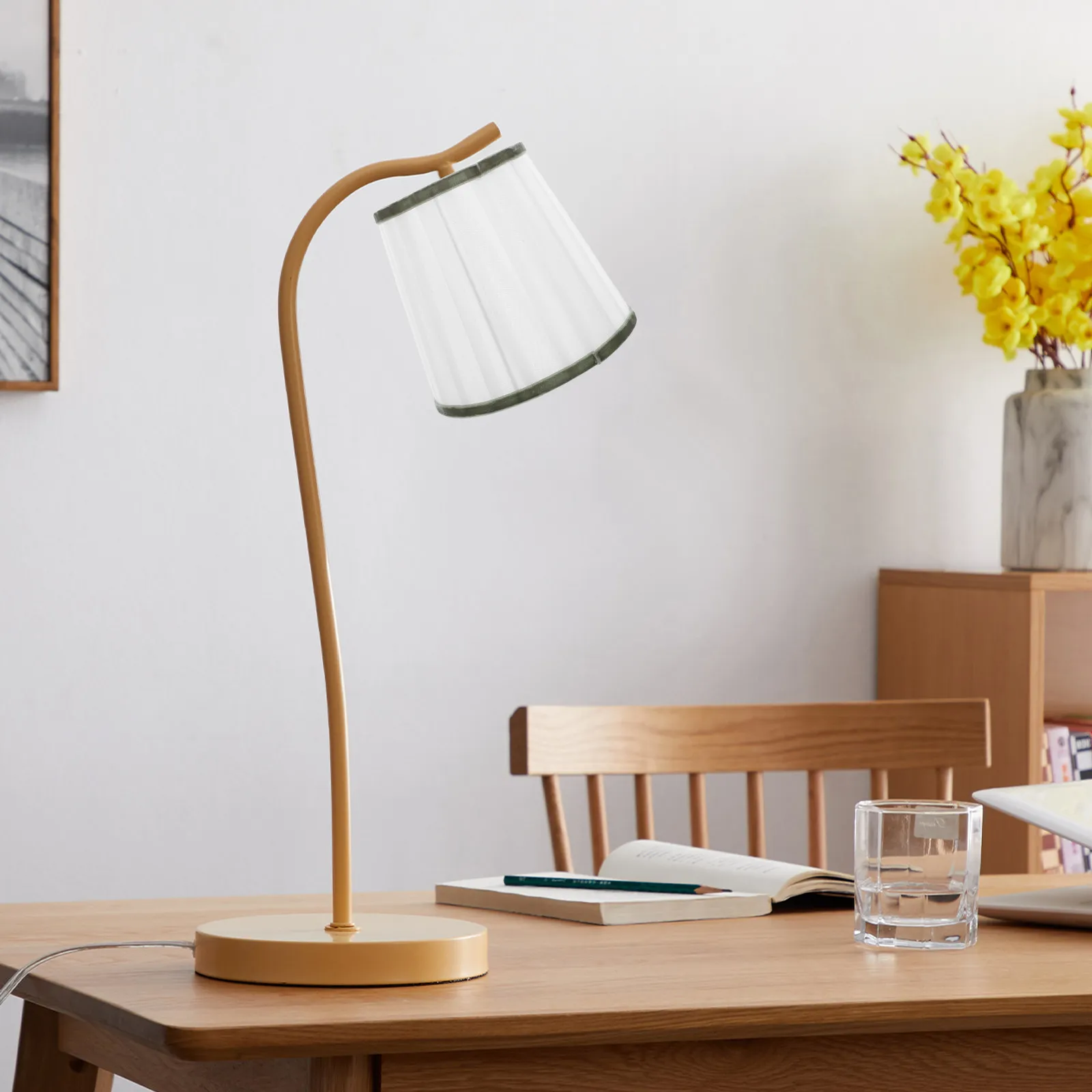 Pleated Rustic Fabric Lampshade Table Lamp Light Shade Replacement E27 Cover for Bedroom Living Dining Hotel Decoration