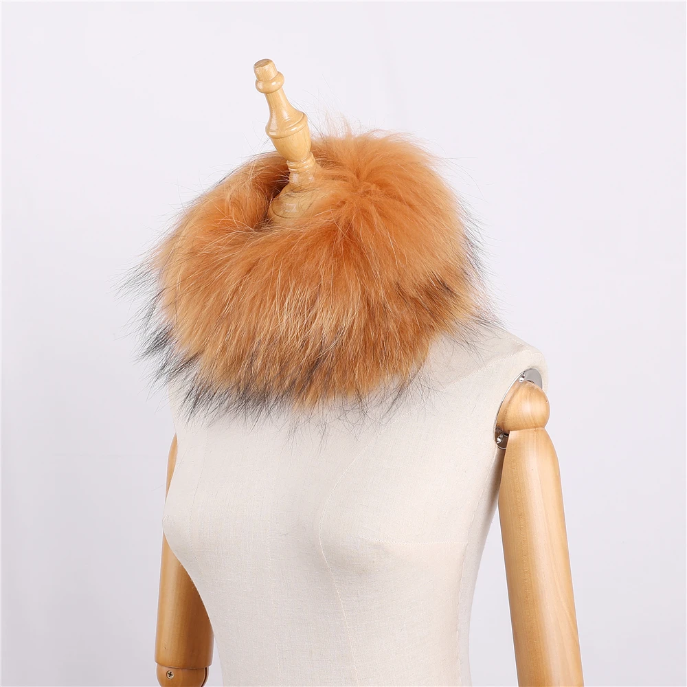 Luxury Women\'s Winter Real Raccoon Fur Scarf Knitted Warm Ring Scarves Elastic Ladies Fashion Neck Warmer Headband Wraps