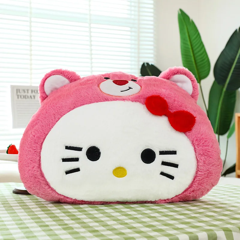60cm Sanrio Kawaii Hello Kitty Poduszka Pluszowa Zabawka Wypchana Lalka Śliczna Kreskówkowa Kotka Kt Miękka Poduszka Duża dla Dzieci Prezent na Urodziny Boże Narodzenie