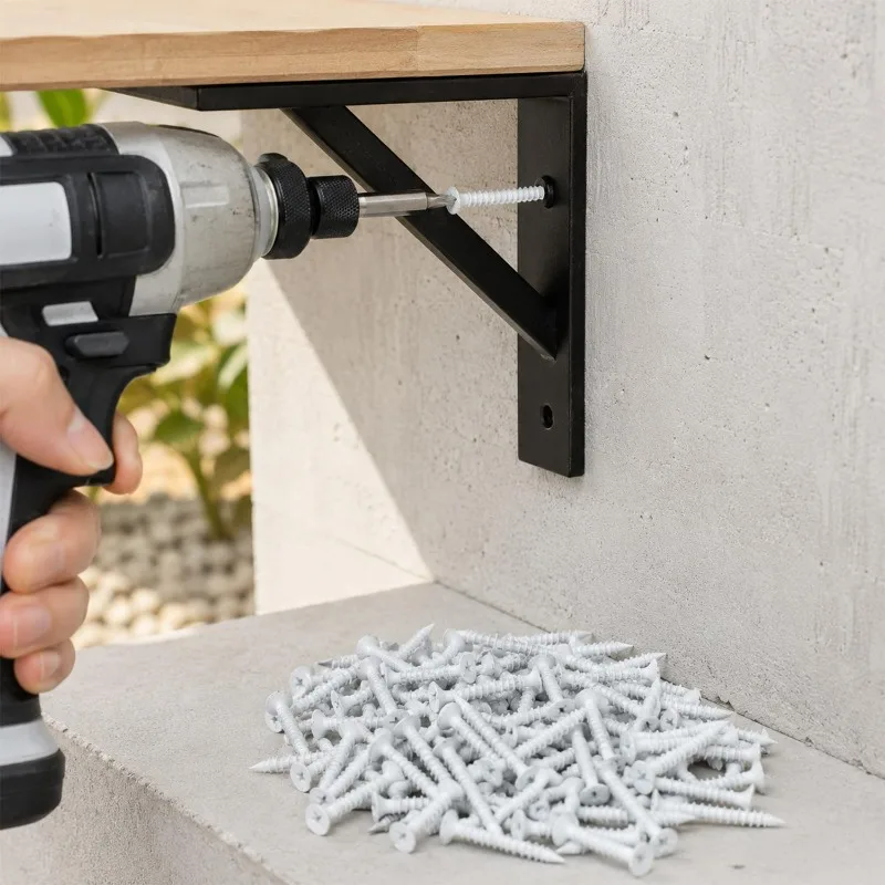 50Pcs Carbon Steel Concrete Screws White Flat Head Screws for For Brick Stone Block Cement Mortar Drilling Anchors Hardware