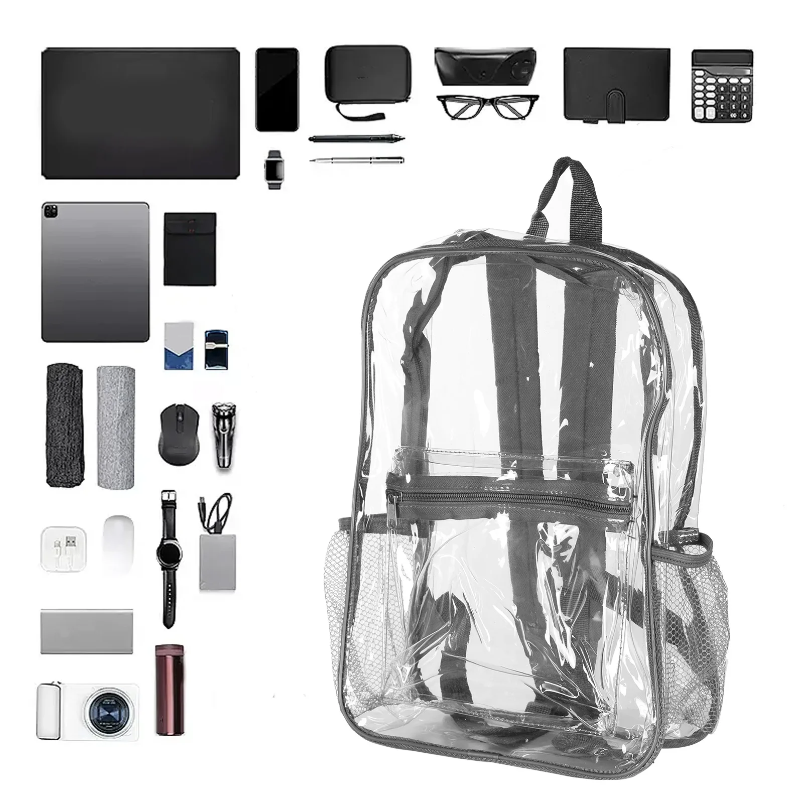 

Набор из 48/72 прозрачных рюкзаков из ПВХ с карманами, 15 дюймов, для колледжа, путешествий, спорта, работы, одобренные для использования на стадионах