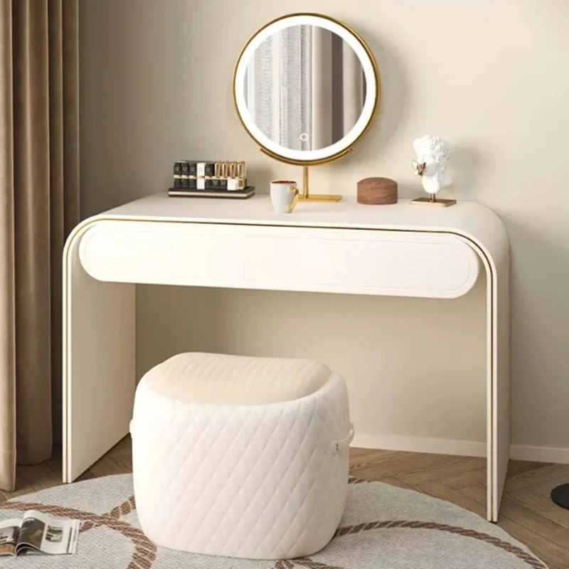 Dressing Table With Mirror and Light Makeup Vanity Desk With Cushioned Stool Modern Dressing Table for Bedroom Salon