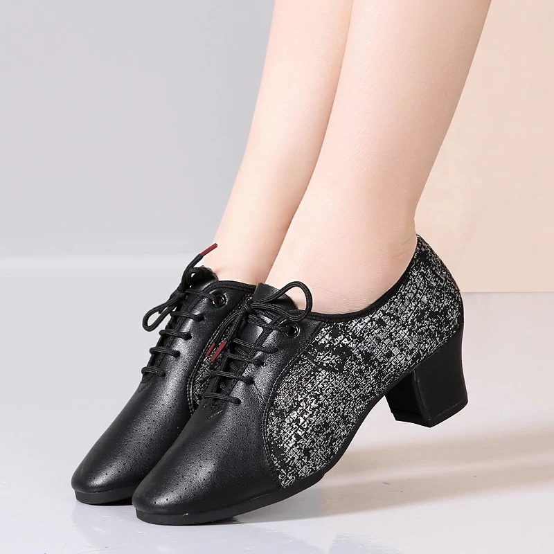 Women Modern Dance Shoes Girls Standard Dancing Shoes High Heeled Ballroom Latin Dance Shoes for Women Outdoor Rubber Sole