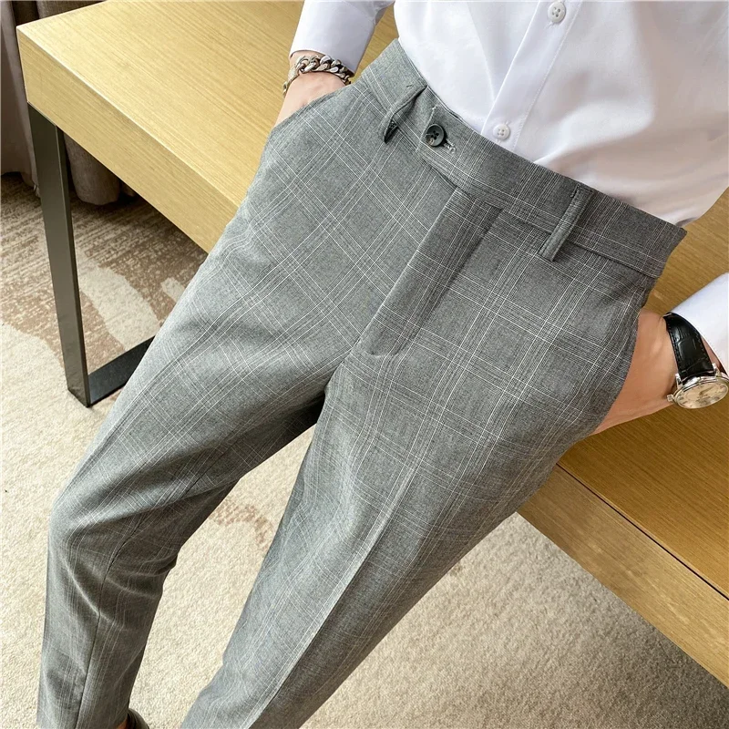 

Поп-мужские классические костюмы Брюки Slim Fit Брюки Мужские деловые повседневные брюки Мужские высококачественные формальные костюмы для жениха Размер брюк