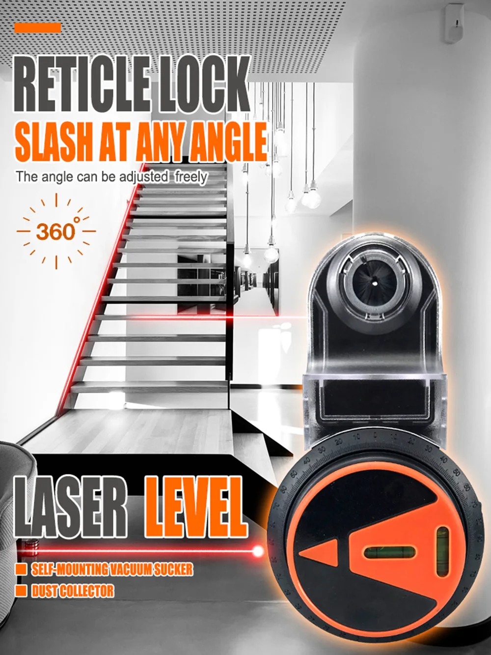 2-in-1 Elektrischer Bohrstaubsammler mit 360°-Drehung ° Laser-Nivelliergerät Abnehmbarer Wand-Vakuum-Bohrstaubsauger Staubreinigungswerkzeuge – Detail 1