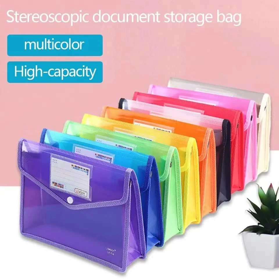 A4File Folder tahan lama tas PVC tas dokumen kapasitas besar Organizer dokumen tahan air Folder amplop kantong penyimpanan alat tulis