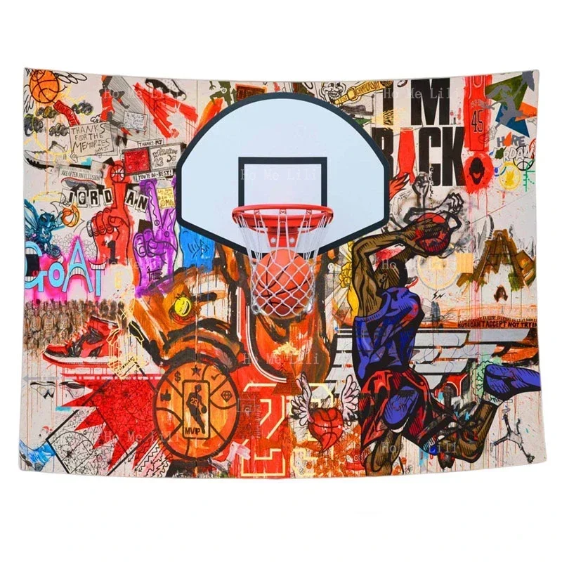 

Street Basketball Hip Hop Scrawl Mural Poster Wall Hanging Tapestries For Living Room Bedroom Dorm Home Decor