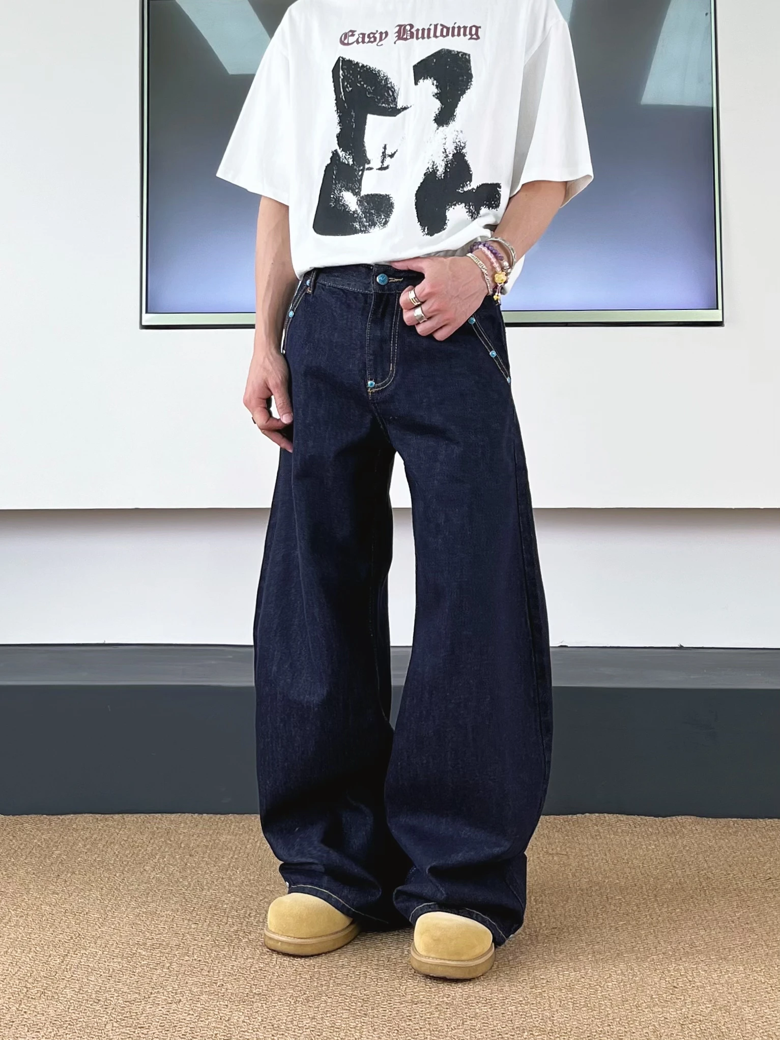 

American Style Original Denim Jeans Loose Straight Leg Trousers for Men And Women Cleanfit Faded Washed out Casual Jeans