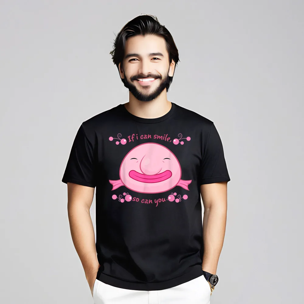 Graphic Mans T-shirts blobfish shirt - The Blob Printed Tops Tees Cotton O Neck Short Sleeve Graphic Tee-Shirt Autumn