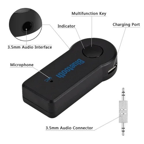 Imagen 2 del producto Receptor Bluetooth auxiliar para coche, enchufe de 3,5mm, adaptador inalámbrico Bluetooth 5,0, convertidor de Audio, receptor estéreo manos libres para teléfono móvil