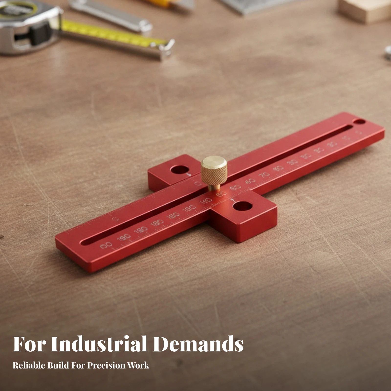 Square Marking Ruler Slotted Body Locking Square Ruler Long-Lasting Clear Scale for Woodworking