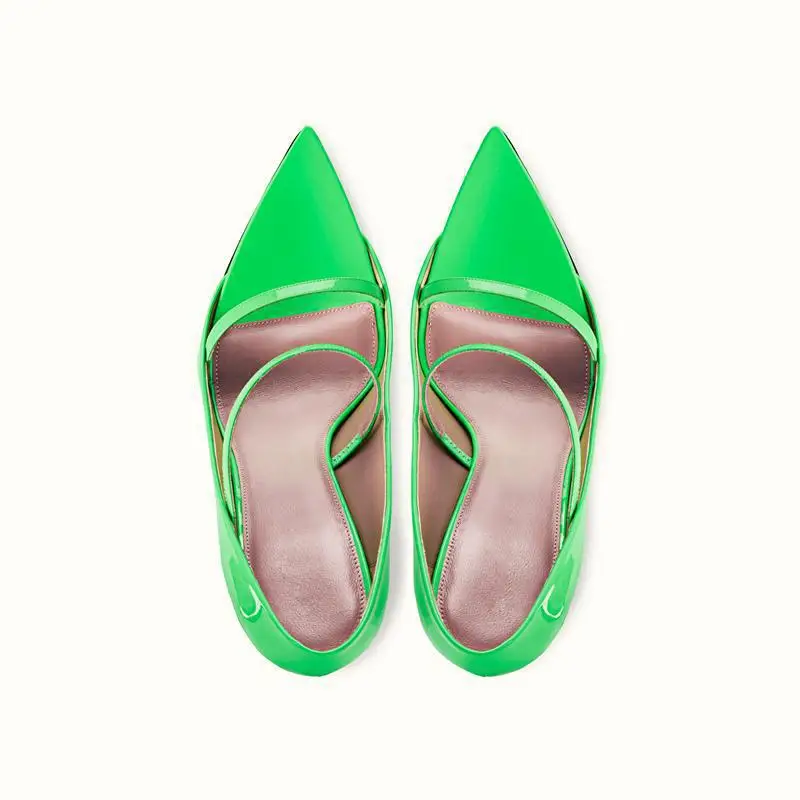 Women Color T-Strap Pumps, Black Patent Pointed Toe White Multi Stripe Cutout Green Ankle Buckle Thin Stiletto High Heels