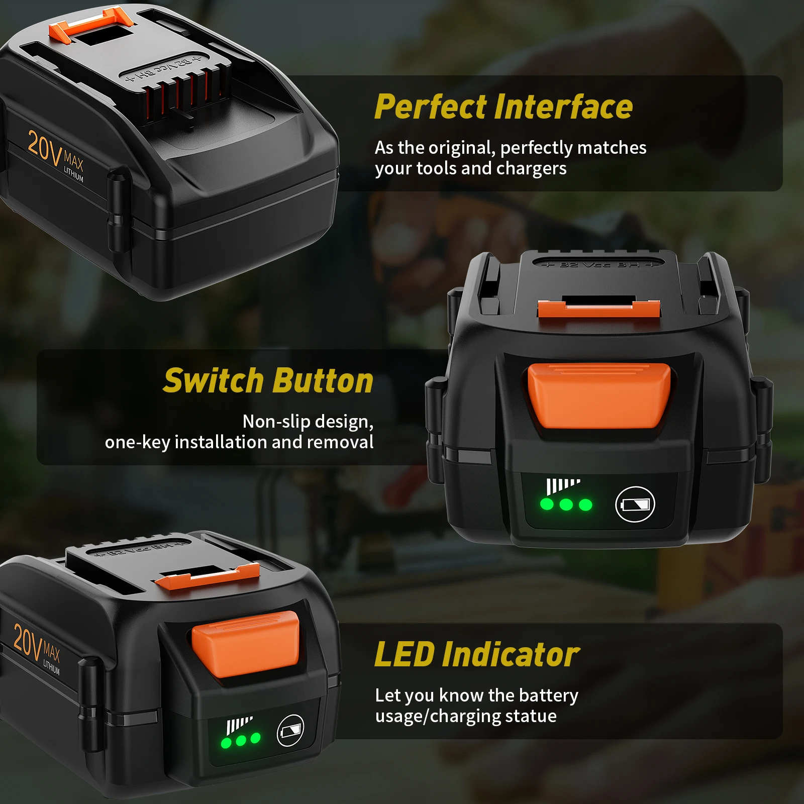 Akumulator 6500mAh 20V do WORX WA3520, zamiennik do WA3520 WA3525 WA3522 WA3512 WA3575 WG547, akumulator do elektronarzędzi WORX — zdjęcie produktu 3