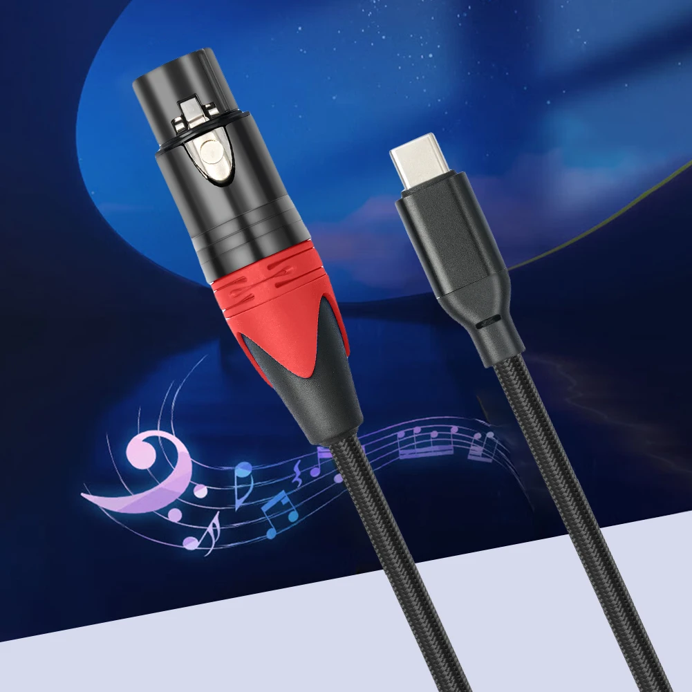 1/2/3M USB C To XLR Female Cable Plug and Play USB C Microphone Cable USB C To XLR Female Microphone Cable for Audio Recording