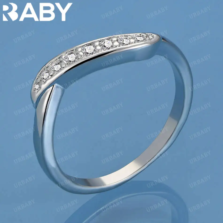 

URBABY 925 Sterling Silver Size 7-10 Zircons Geometric Ring For Women Fashion Jewelry Charm Grace Noble Wedding Accessories