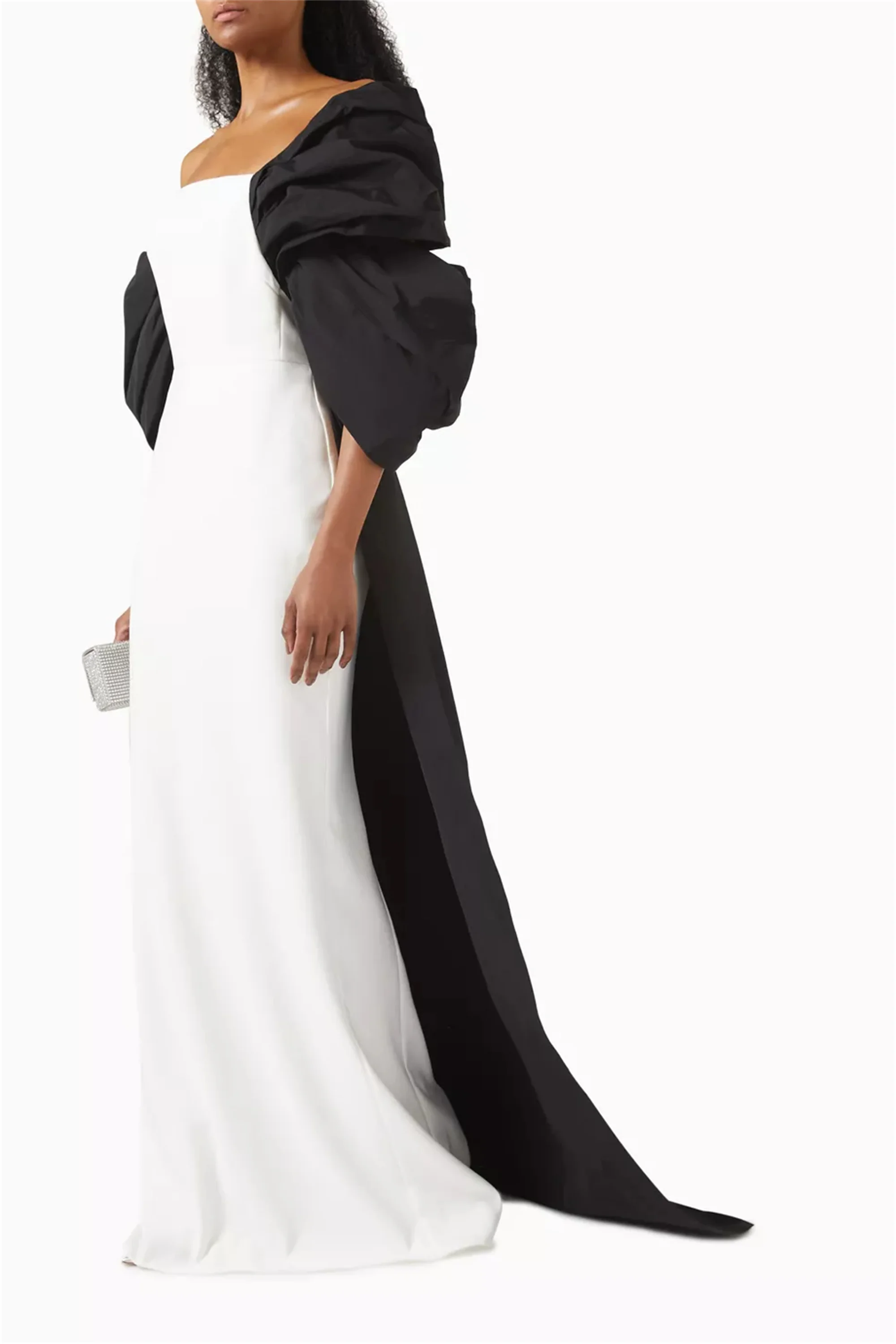 EVON BRIDAL Kleur Botsende Formele Gelegenheid Gown Sjaal Boog Sweep Trein Robe De Soiree Femmes Mode Avondjurk Aangepaste