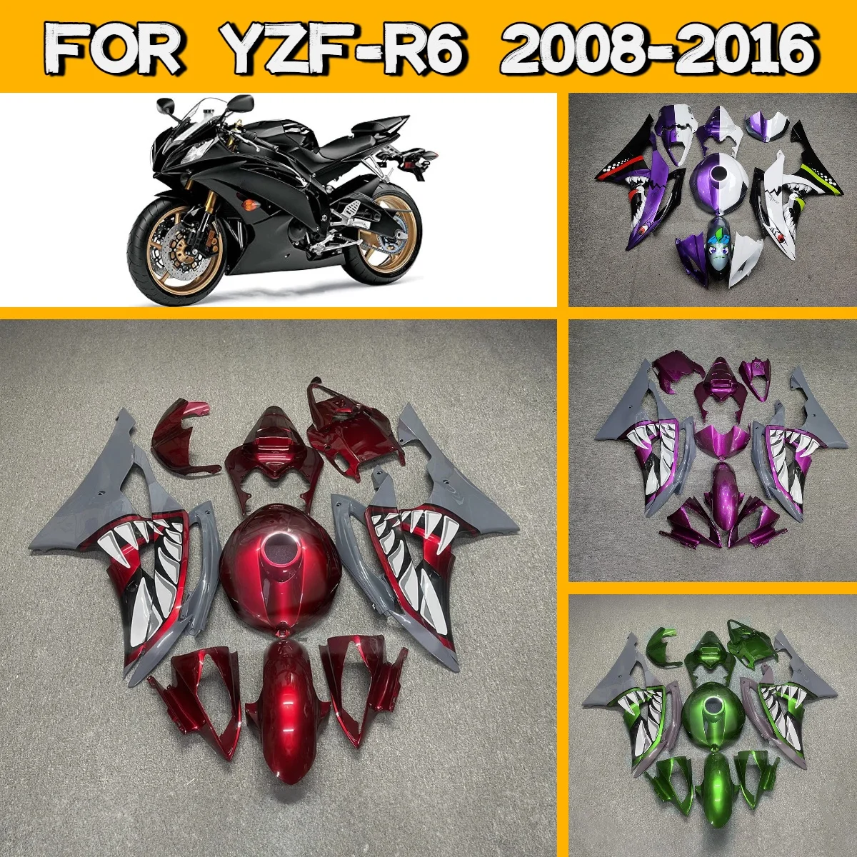 

Комплект обтекателей Prime Fairings 2008-2016 YZFR6, изготовленный на заказ из ABS-пластика, окрашенный, замена для Yamaha YZF R6 08-16