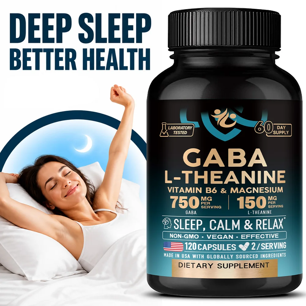 Stress Relief Capsules with GABA, L-Theanine, Mood & Stress Relief 120 Capsules Gluten Free Non-GMO