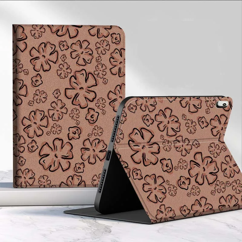 

Flower pattern brown beige For Samsung Galaxy Tab S11 S10 S9 S8 A8 A9 A11 10.9 8.7 10.1 Plus Tablet Case
