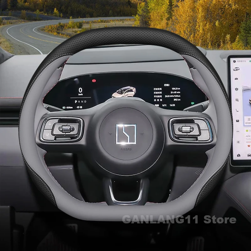 

Leather Car Steering Wheel Cover For Zeekr 001 2024 009 X 2025 Covers For Covers Auto interior Zeekr 7X Accessories 2026
