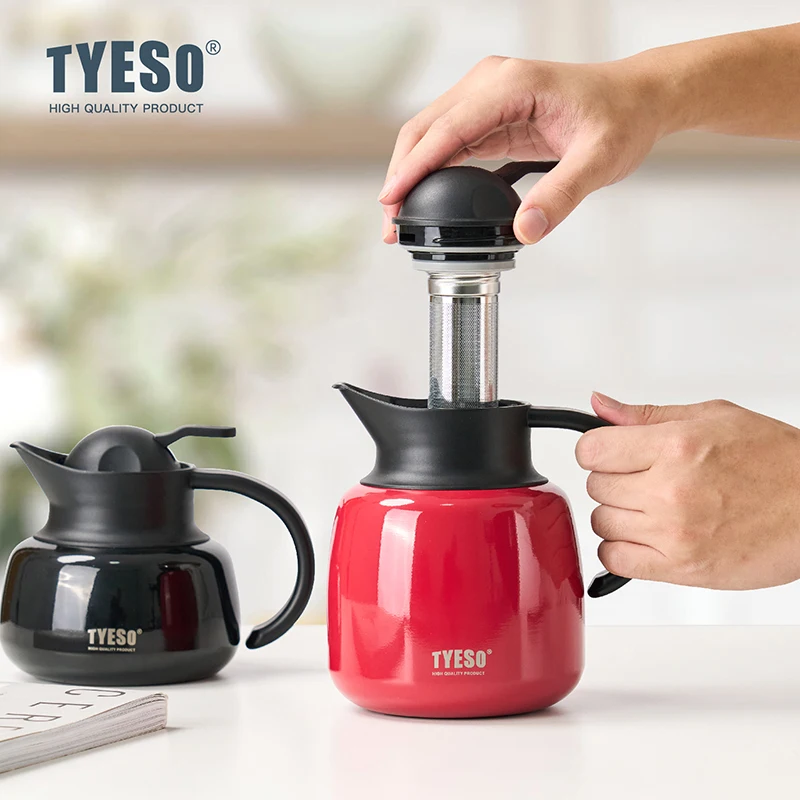 Tyeso 8875 1000ML Thermos Pot Tea / Water Separation Stewing Teapot Business Home Use 304 Stainless Steel Rustproof Thermos Pot