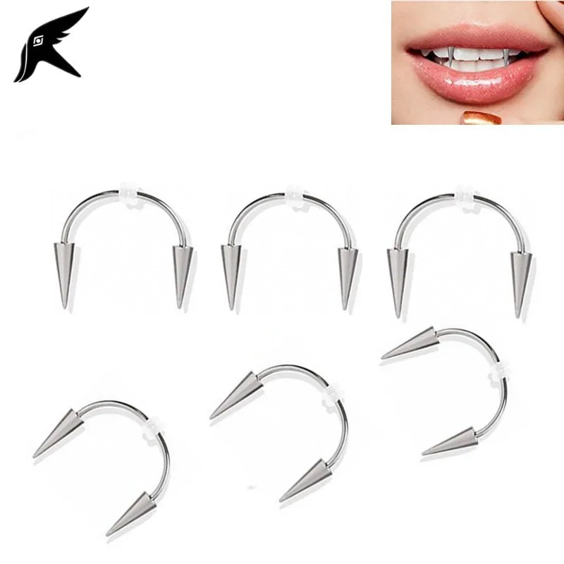 2 pieces of C-pole smiling lips, tiger teeth, zombie teeth, lace up, vampire pierced jewelry