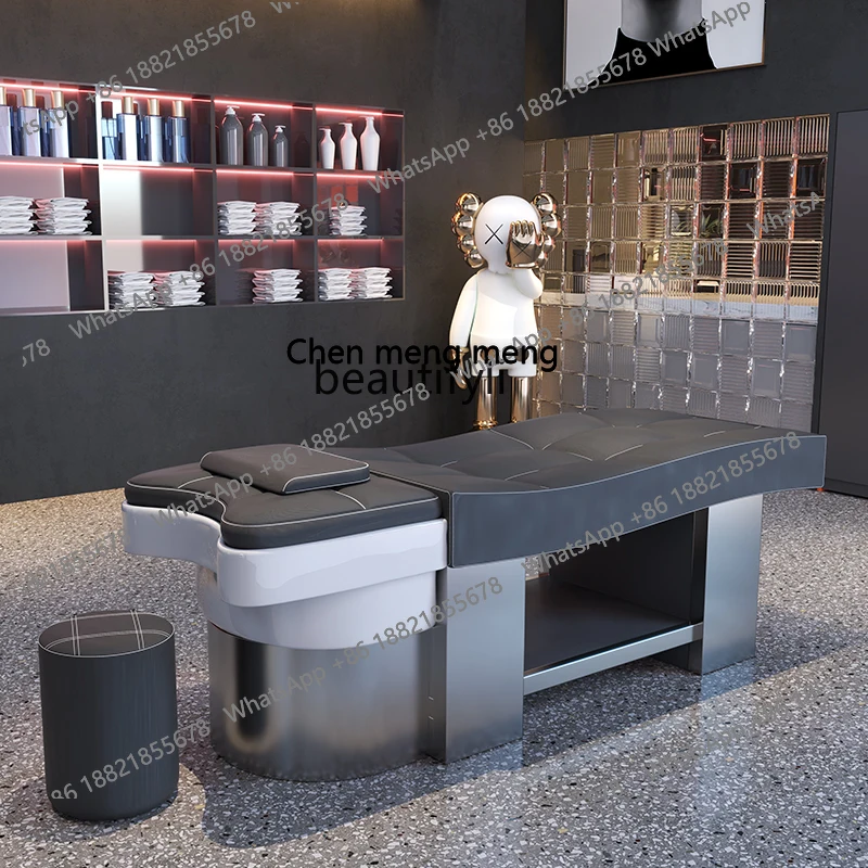 

S7486 ss Barber Shop Shampoo Chair Hairdressing Shop Head Therapy for Hair Salon Thai Lying Massage Ceramic Basin Shampoo Chair