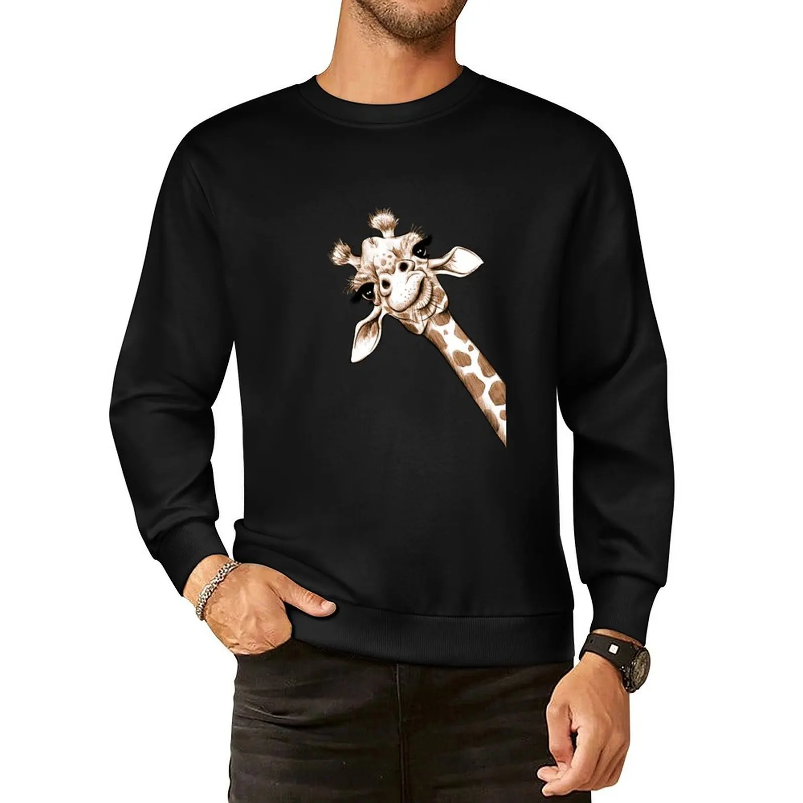 

Sketch Giraffe Art Pullover Hoodie korean style clothes men's clothes men's sweat-shirt set clothes for men new sweatshirts