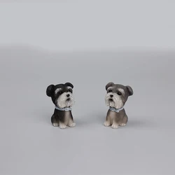 Schnauzer Mini Figurines & Miniatures Cute Creative Simulation Model Figurines Vintage Dog Bionic Art Home Decor Estatua FYFM
