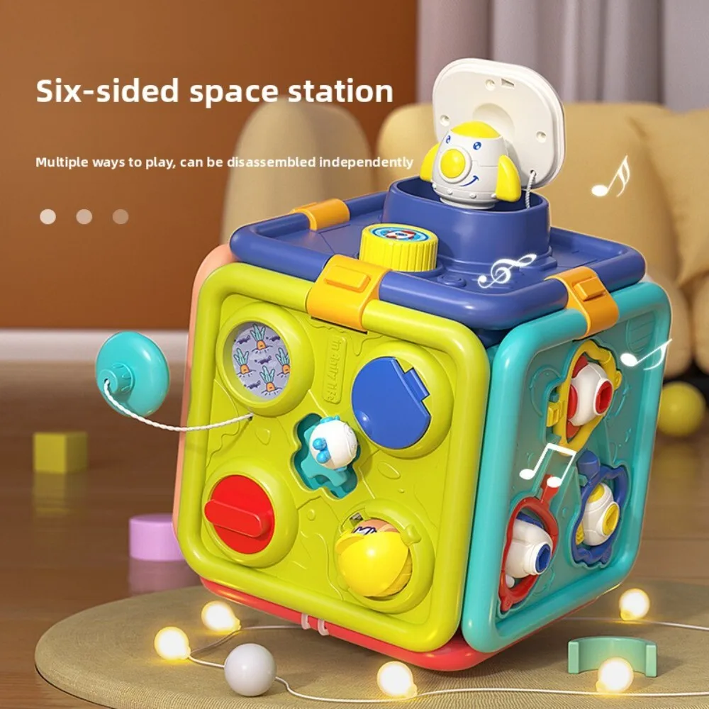 

Wooden Hexahedron Busy Box for Toddlers with Sound Light and Music Educational Baby Toy for Sensory Development Play Activity