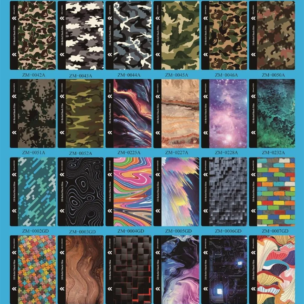 50PCs Mixed 3D Relief Back Cover Film Protector Hydrogel Rear Skin Sticker Sunshine Rock Space Mechanic Cutting Machine Plotter