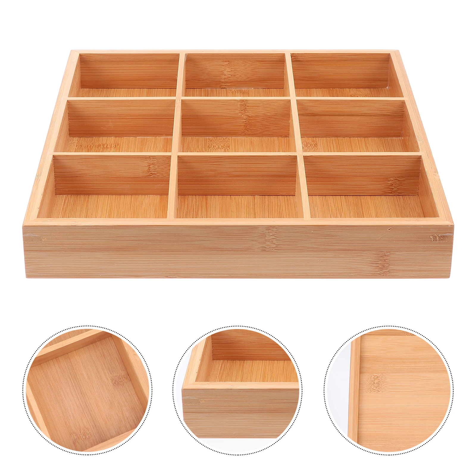 Creative Wooden 9 Grid Vegetable Tray With Compartments Bamboo Food Storage Tray Style Organizer For Kitchen Bathroom